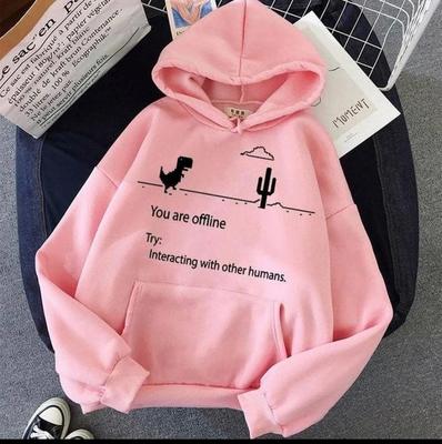 1 Pc Women's Stitched Fleece Printed Pullover Hoodie