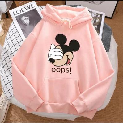 1 Pc Women's Stitched Fleece Printed Pullover Hoodie