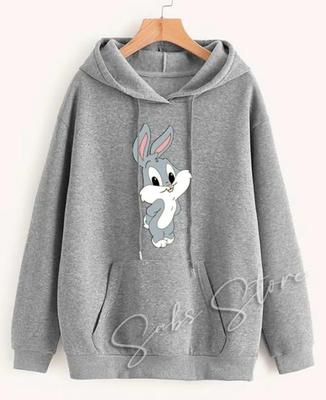 1 Pc Women's Stitched Fleece Printed Pullover Hoodie