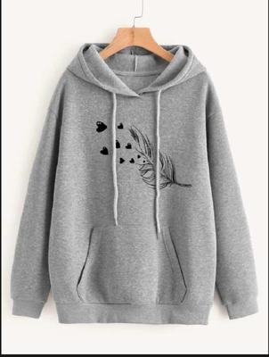 1 Pc Women's Stitched Fleece Printed Pullover Hoodie