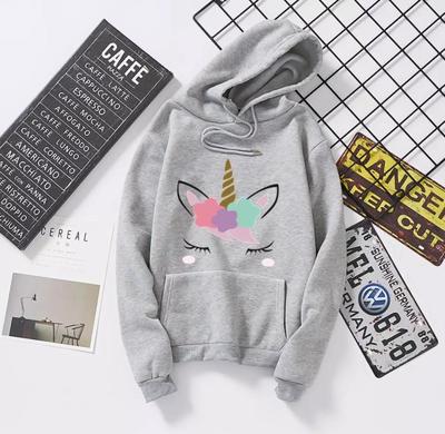 1 Pc Women's Stitched Fleece Printed Pullover Hoodie