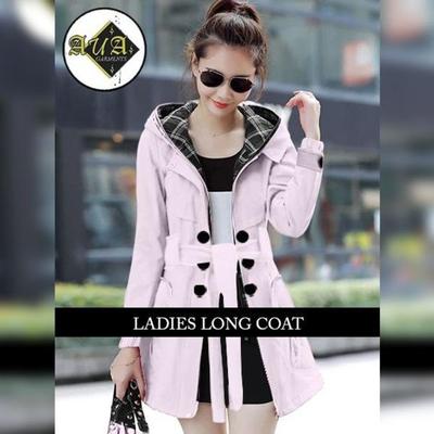1 Pc Women's Stitched Fleece Plain Trench Coat
